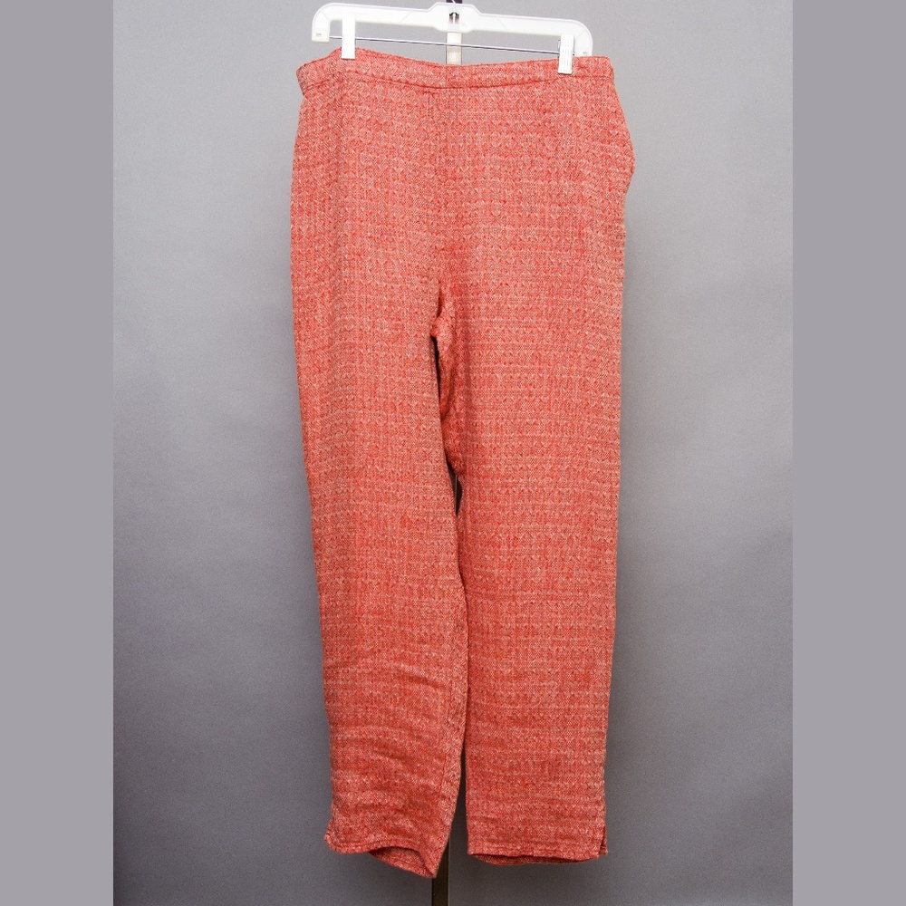 Flax linen pants orange red gray NWOT lagenlook